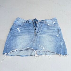 &Denim Womens Distressed Denim Shorts Size 8 Light Wash Raw Hem Jean Shorts